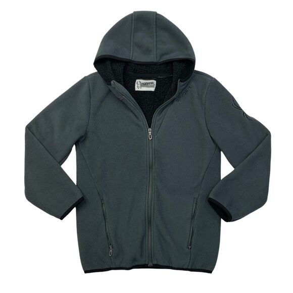 Spyder Hoodie Boys L Large Gotham Grey Thick Fleece Long Sleeve Full Zip Jacket - Picture 1 of 12